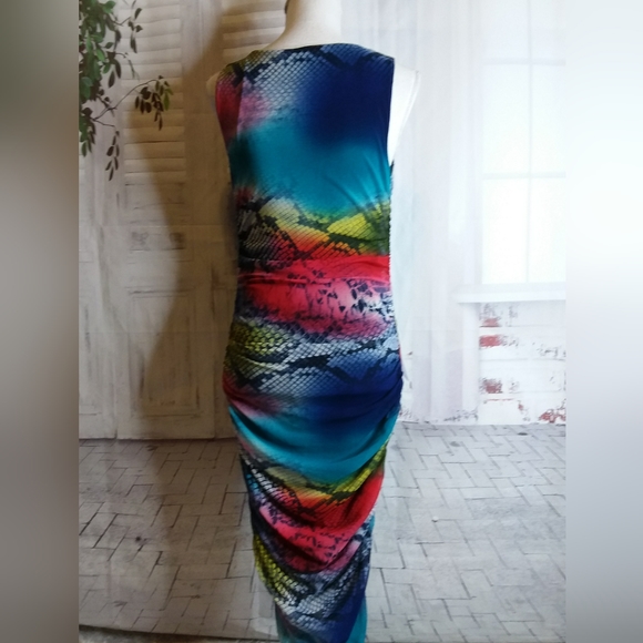 Boston Proper multi color python print ruched dress size S NWOT - Picture 3 of 12